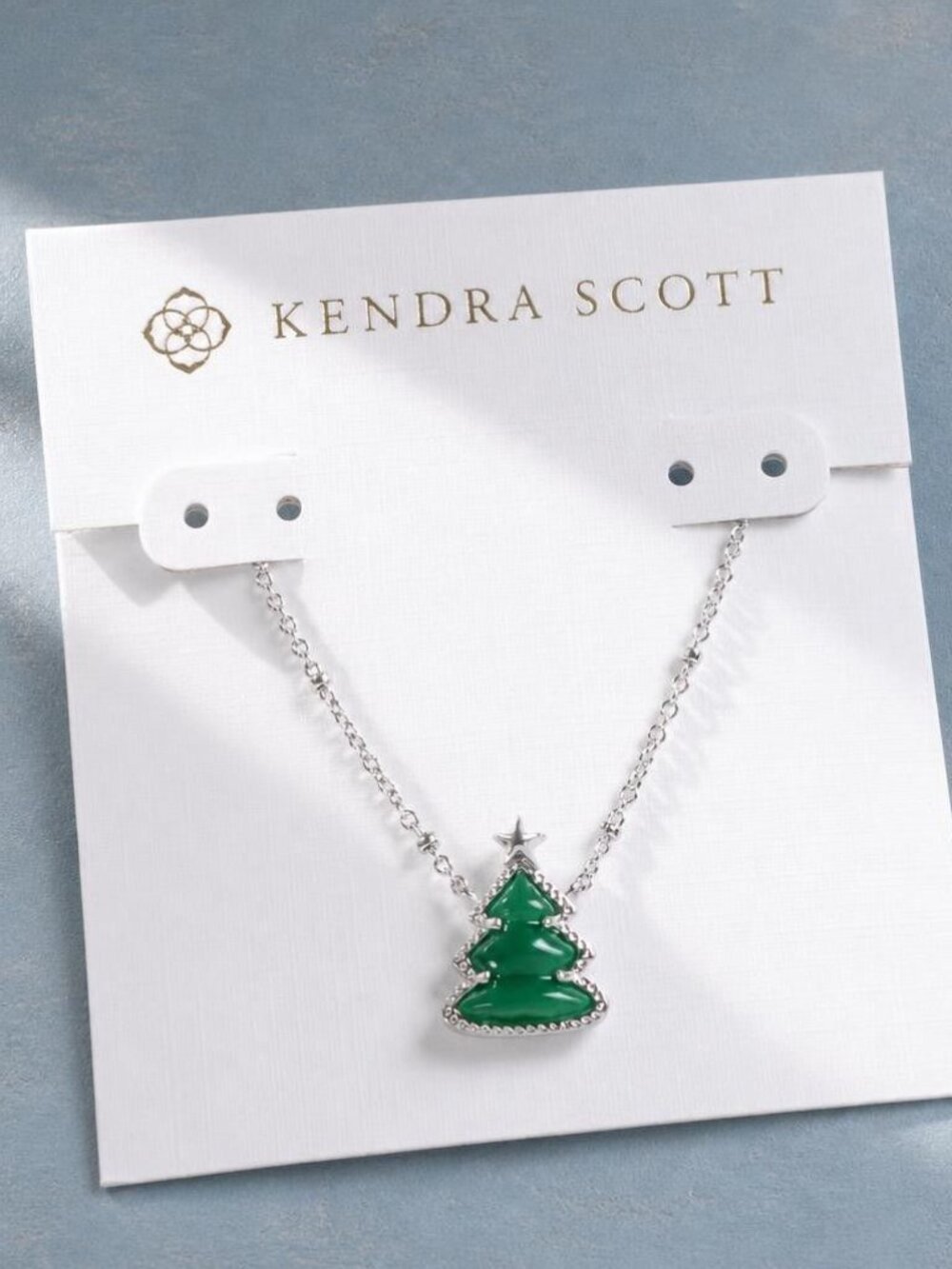 Kendra Scott Holiday Tree Silver Short Pendant Necklace